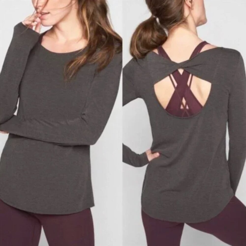 Athleta Flexlight Open Back Flowy Gray Heather St… - image 1